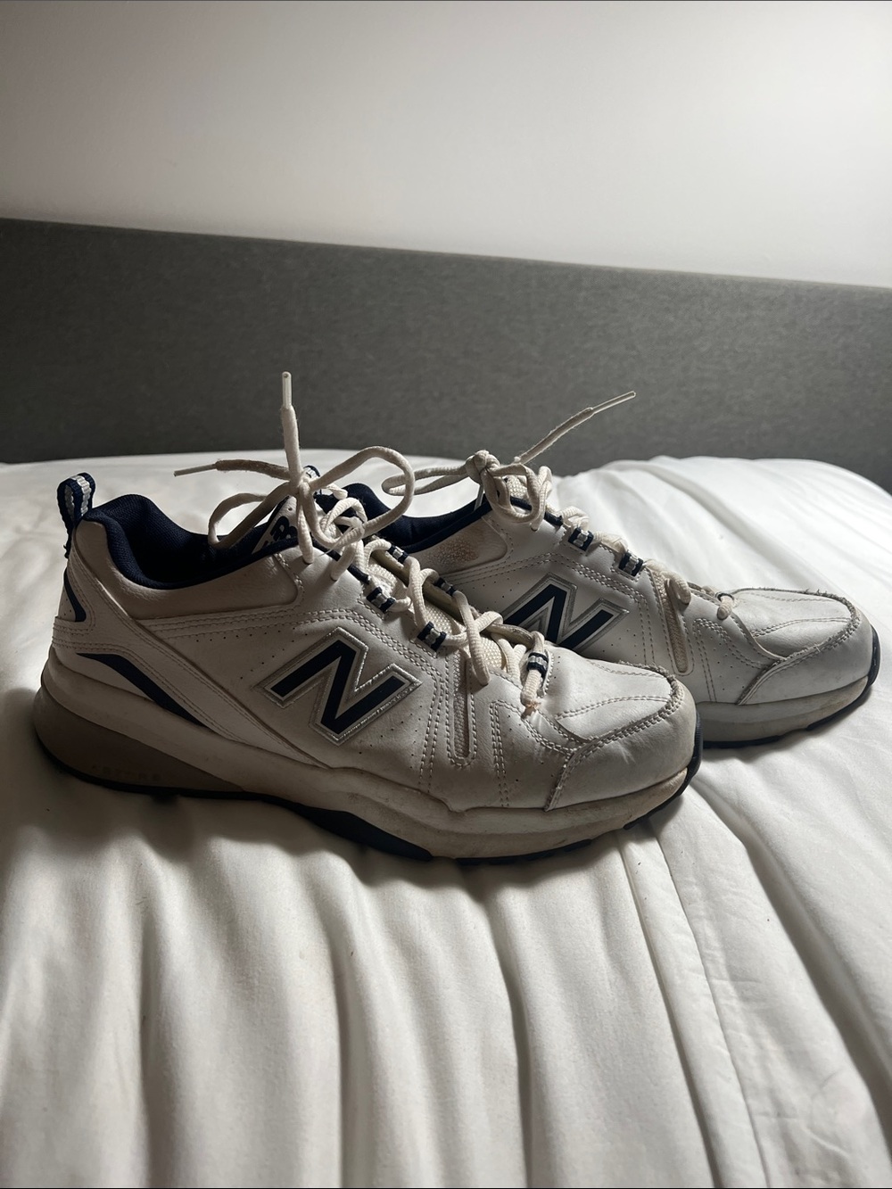 New Balance White and Navy Men's Athletic Sneakers
